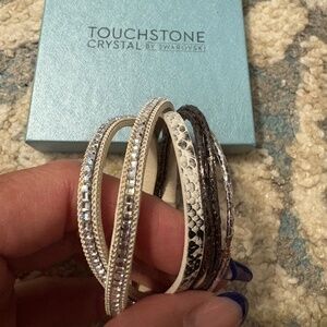 Touchstone Crystal Leather Wrap Bracelet